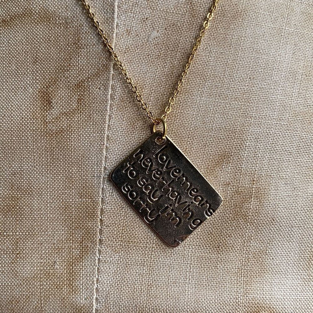 Alisa Michelle. Hand stamped necklace. Gold.